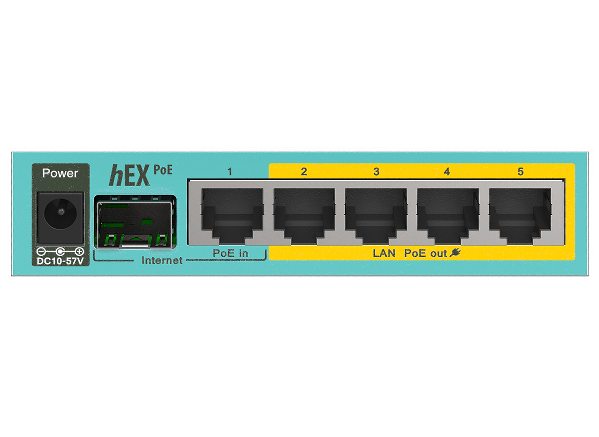 MikroTik hEX PoE 5 Port Gigabit 1SFP PoE Out Desktop Router